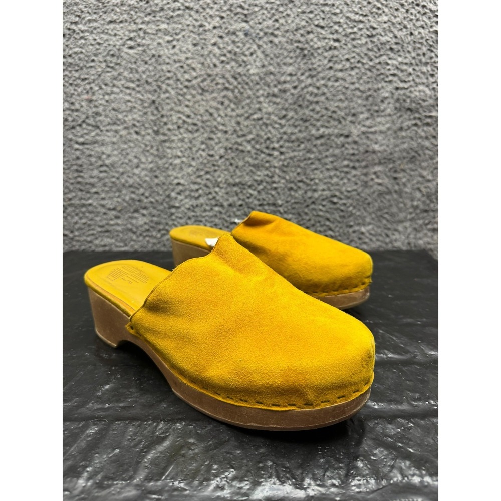 Charlotte Stone Martino Suede Platform Clogs Ochre Yellow Womens Size 11 US